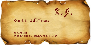 Kerti János névjegykártya